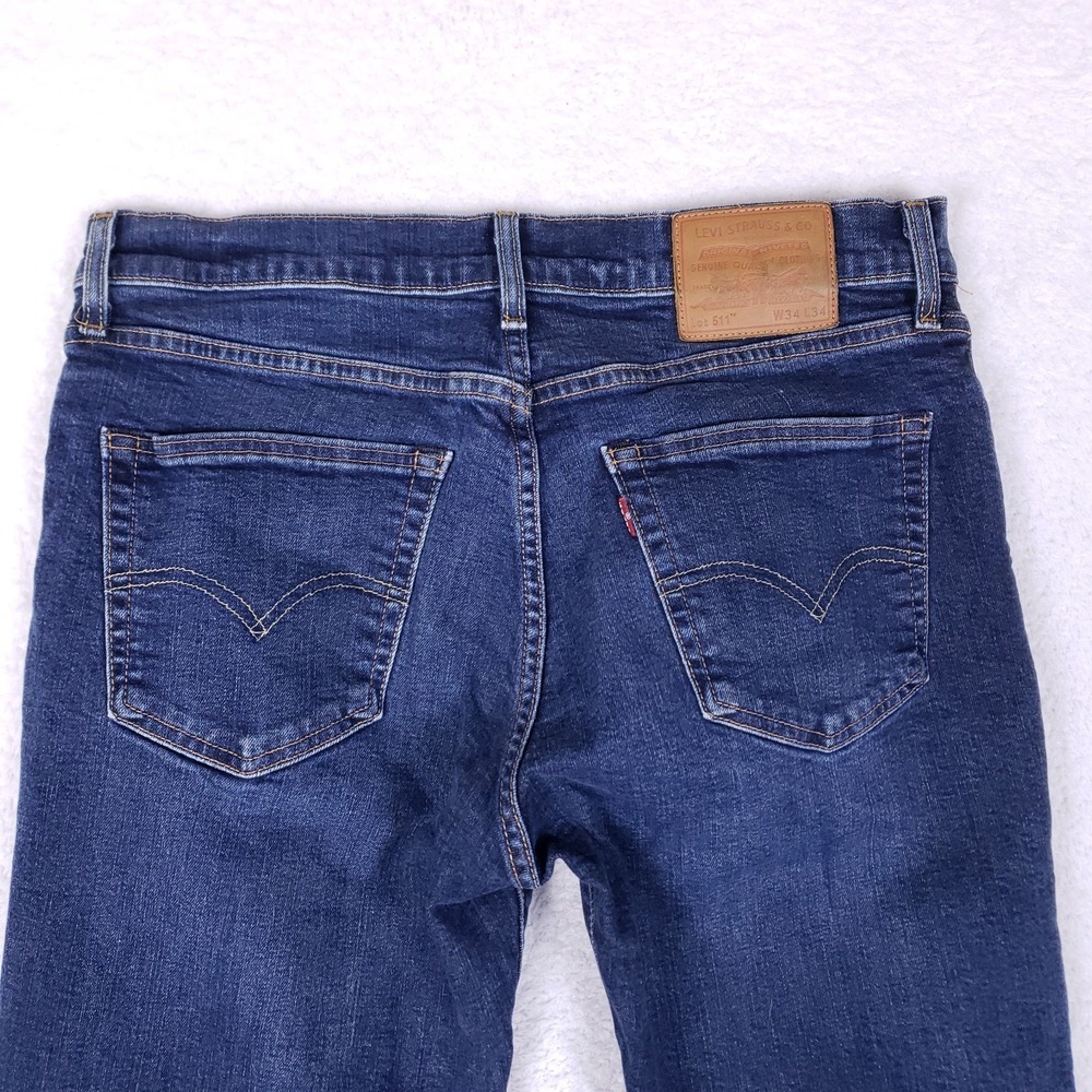 Levi's Premium 511 Slim Fit Jeans 34x34 Dark Blue - Picture 12 of 14